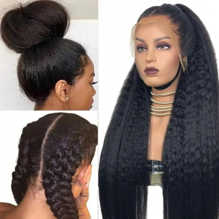 Nadula Flash Sale Kinky Straight Pre-cut lace Wear and Go Wigs With Curly Edge Baby Hair
