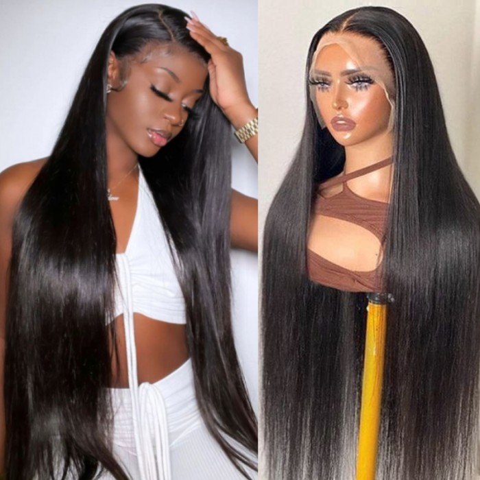 Nadula Affordable 13x4 Lace Frontal Wigs Straight Hair Wigs With Curly Baby Hairline 