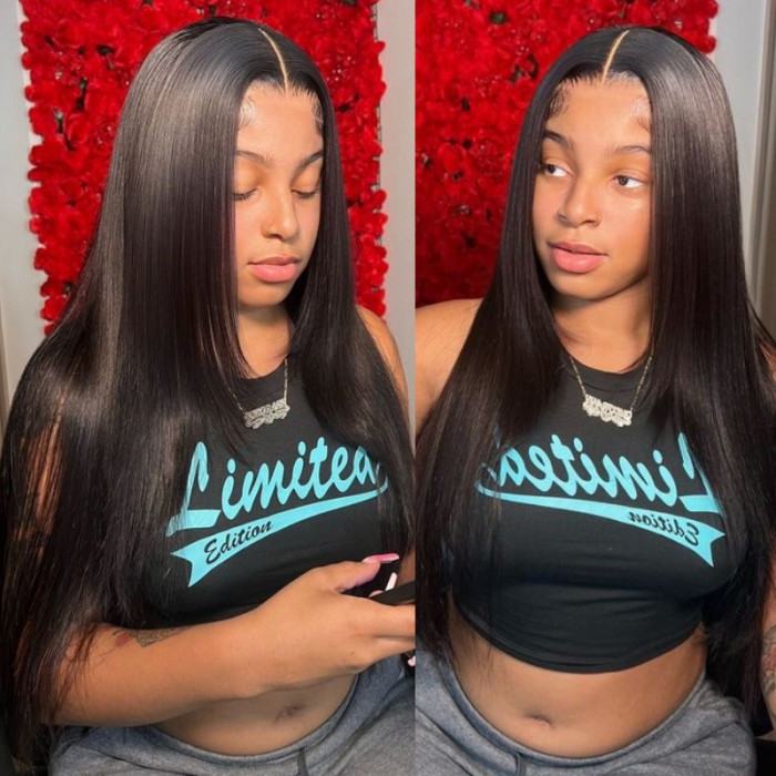 Nadula Lace Front Bone Straight Layered Haircut 200% Density With Baby Hair
