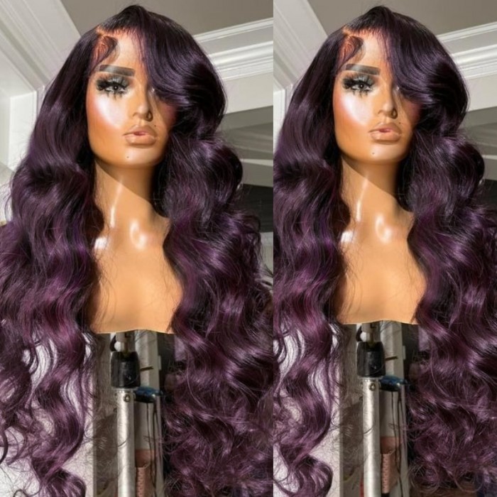 Nadula Flash Sale Purple Colored Ombre Wig Body Wave 13x4 Lace Front Human Hair Wigs 
