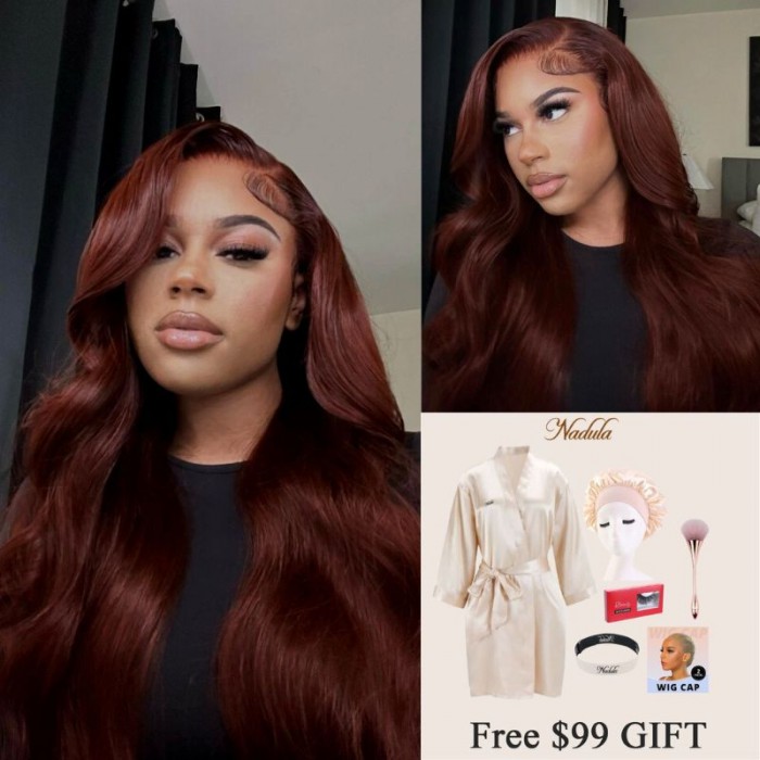 Nadula tiktok #33 Reddish Brown Body Wave Human Hair Wig Hair Perfect Hair Color For Deep Skin Tones