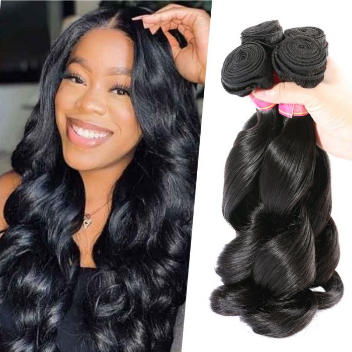 Nadula 3 Bundles Real Virgin Remy Loose Wave Sew In Weave 100 Human Hair Extensions