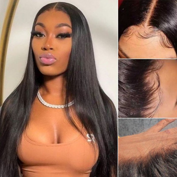 Nadula Pre-cut 5x5 Transparent HD Lace Closure Wig 150% Density Straight Glueless Wig Wear and Go