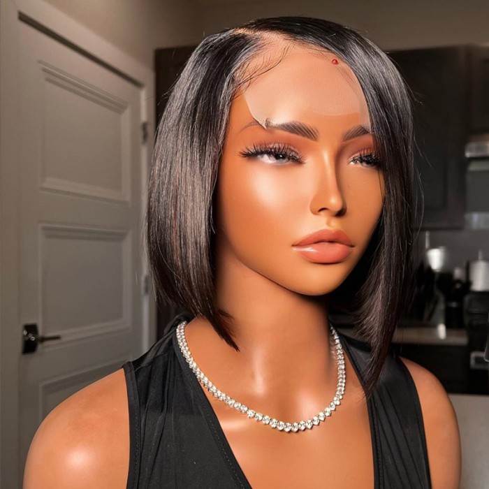 Nadula 8-14 Inch Short Bob Wigs 4x4 Lace Closure Human Hair Bob Wigs 150% Density