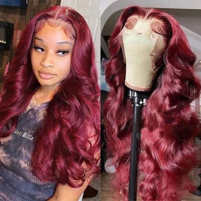 Nadula 13X4 Lace Front 99J Burgundy Red Wig Body Wave Human Hair Wigs Affordable Price 