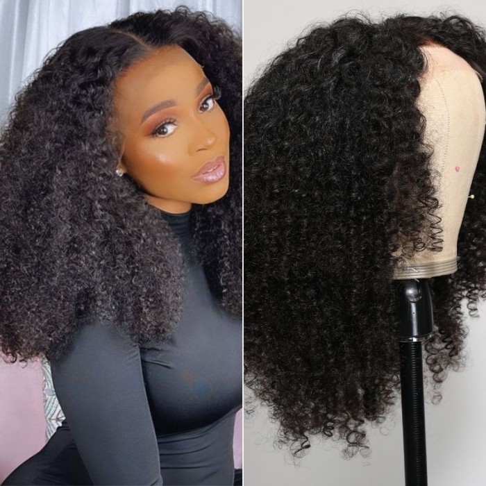 Nadula Afro Kinky Curly Pre-cut 13x4 Lace Frontal Fluffy Curly Glueless Wig  