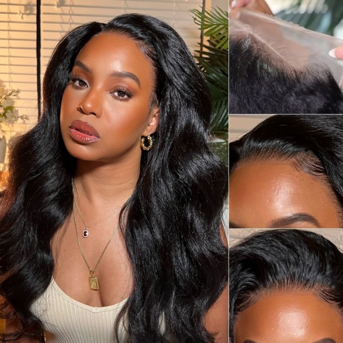 Nadula AlwaysAmeera Recommendation13x4 Lace Frontal Wigs Kinky Straight Human Hair Wig with Baby Hair Pre Plucked Affordable Yaki Lace Front Wigs For Women