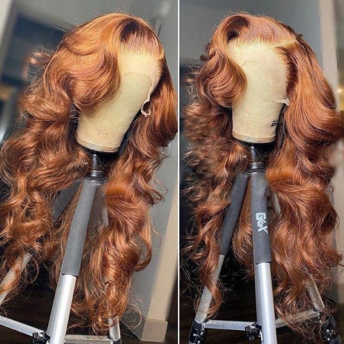 Nadula Big Voluminous Curls Hair Wig Auburn Loose Wave Wigs 13x4 Lace Front Wigs 180% Density