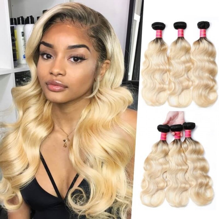 Nadula Body Wave Ombre Hair 3 Bundles 2 Tone Color Human Hair Weave Extensions For Sale