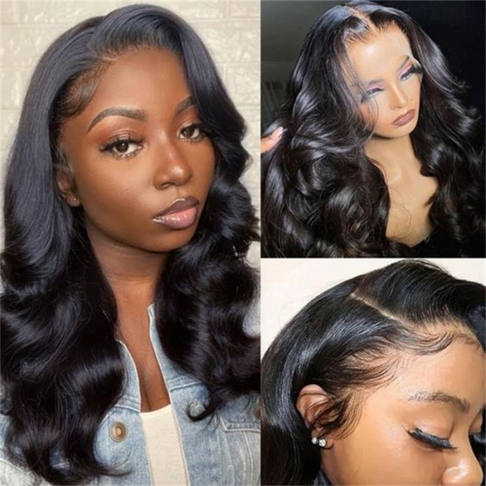 Nadula Body Wave Short Bob Wigs Pre Plucked 13x4 Lace Front Wigs Human Hair 180% Density