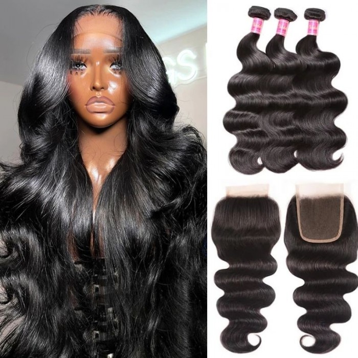 Nadula Body Wave Virgin Hair Weave 3 Bundles With Lace Closure Best Virgin Human Hair