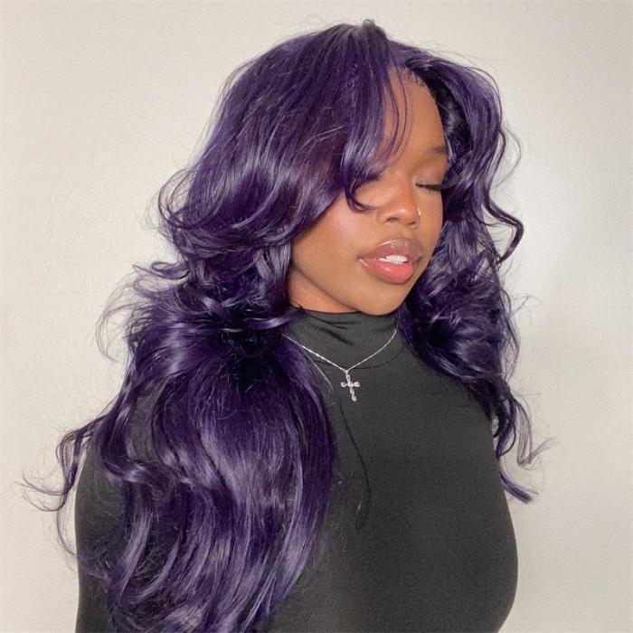 Nadula Classic Dark Silver Blue Wig Body Wave 13x4 Lace Front Wig Pre Plucked Human Hair Wigs
