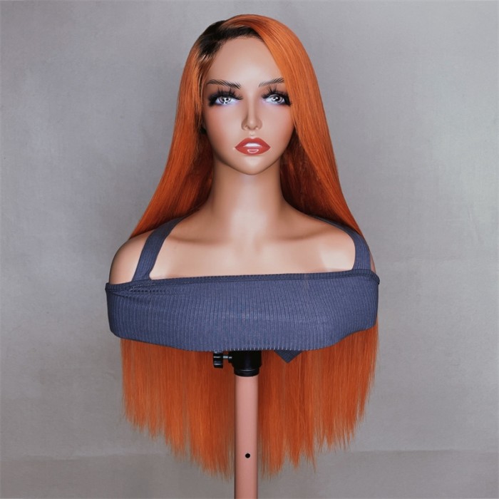 Nadula Copper Wig With Black Root Straight Lace Front Wigs Special For Tiktok Live Offer Sample Hair BLP Lowest Price Can't Return Or Change