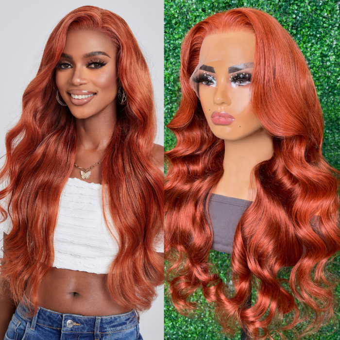 Nadula Copper Brown Body Wave 13x4 Lace Frontal Wig Pre-plucked Colored Human Hair Wigs