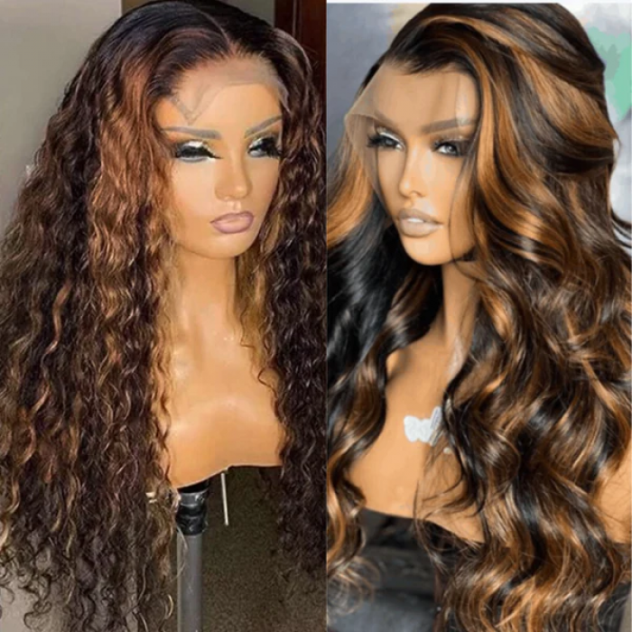 Nadula Flash Deal Lace Front Ombre Balayage Highlight Body Wave And Curly Wigs With Baby Hair
