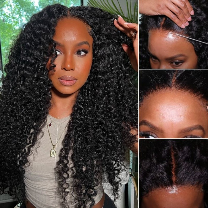 Nadula Glueless 5*5 HD Lace Closure Curly Wig 250% High Density Full and Thick Human Hair Wig Skin Melt Undetectable Invisible Lace