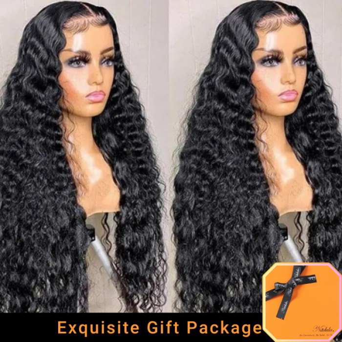 Nadula Glueless Crystal Lace Pre Plucked Curly Wigs Invisible 5x5 HD Lace Melted Match All Skin Color