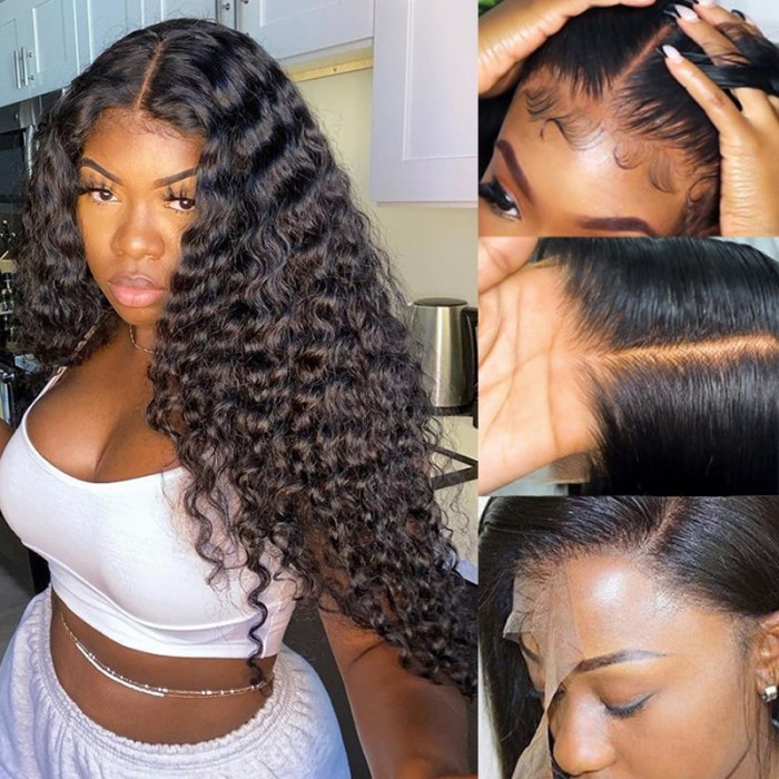 Nadula Glueless Deep Wave Wig 100% Human Hair 5*5 Inch HD Lace Closure Wig Pre-Plucked Natural Hair Line