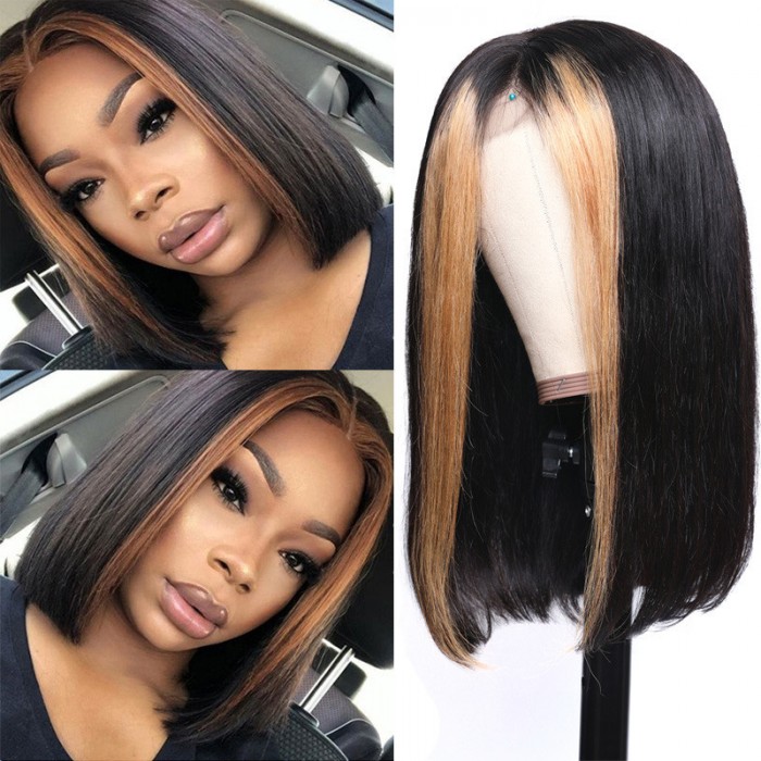 Nadula Whatsapp Flash Deal 13x4 Lace Front Wig Straight Weave Strawberry Honey Blonde Highlights 150% Density Natural Hairline