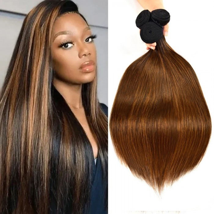 Nadula Hair 3 Bundles Straight Colored Hair Weave #FB30 Highlight Human Hair Weave