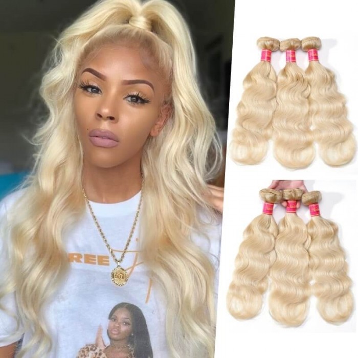 Nadula Hair 613 Blonde Virgin Human Hair Wave 3 Bundles Body Wave Hair Weft