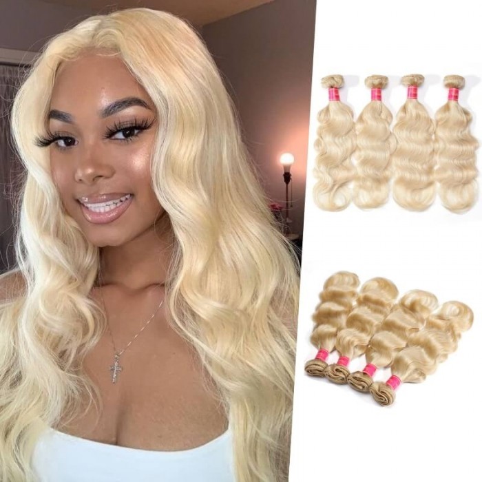 Nadula Hair 613 Honey Blonde Body Weave Virgin Human Hair 4 Bundles 