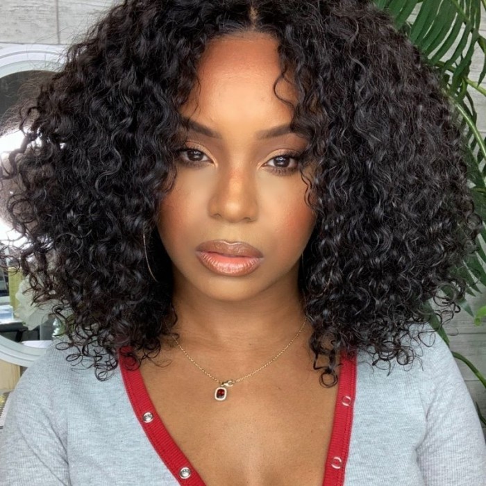 Nadula HD Lace Jerry Curly Short Bob Wig Guleless 150% Density 5*5 Lace Closure