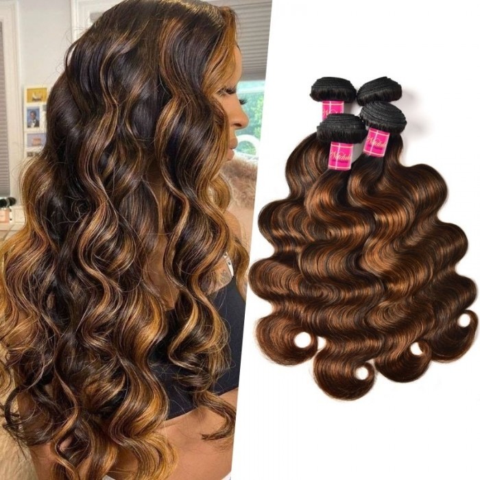 Nadula Highlight Colored Brazilian Hair Bundles 1B/30 Ombre Virgin Human Hair Body Wave