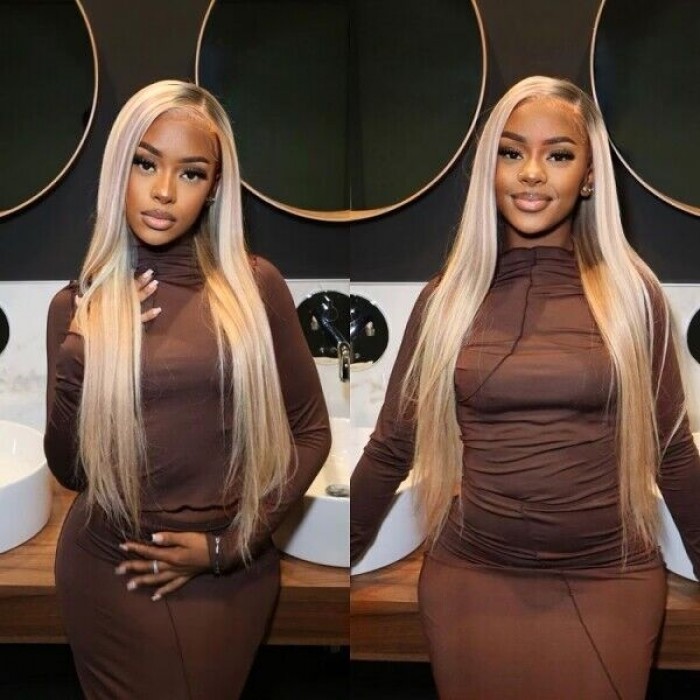 Nadula Blonde Highlight Straight Pre Plucked Glueless Lace Front Wig
