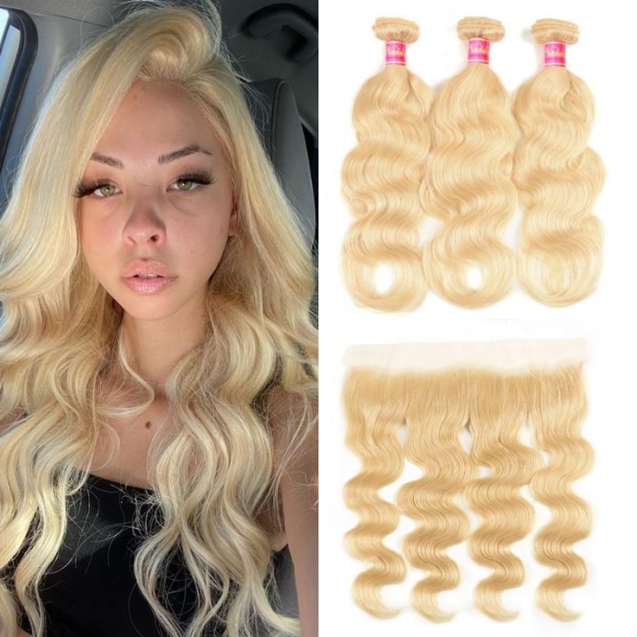 Nadula Hot Selling 613 Lace Frontal And 3 Bundles Body Wave Hair
