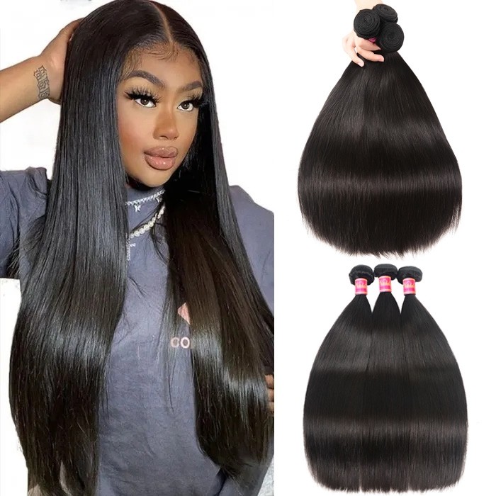 Nadula 3 Bundles Of Affordable Virgin Peruvian Straight Hair Bundle Deals Human Straight Weave