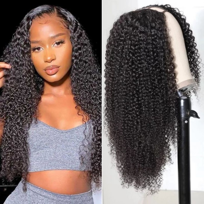 Nadula Jerry Curly U Part Human Hair Wigs Glueless 150% Density Glueless Natural Looking Hairline