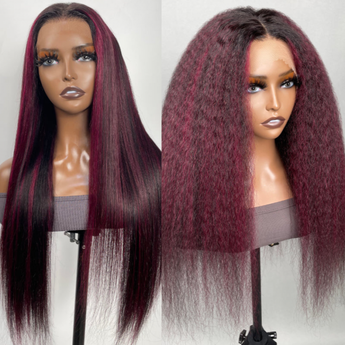 Nadula Mixed Burgundy Highlight Silky Straight Lace Frontal Wig