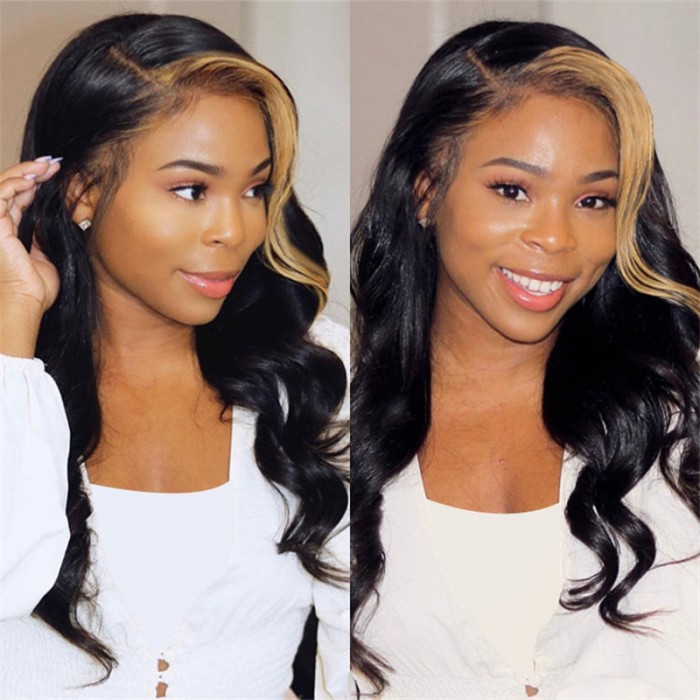 Nadula Lace Front Wig Straight Weave Highlights Color Strawberry Honey Blonde 180% Density 8-24 Inch Wig