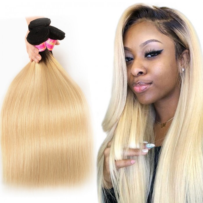 Nadula Light Color 4 Bundles Virgin Straight Hair Weave Ombre Color 1B/613