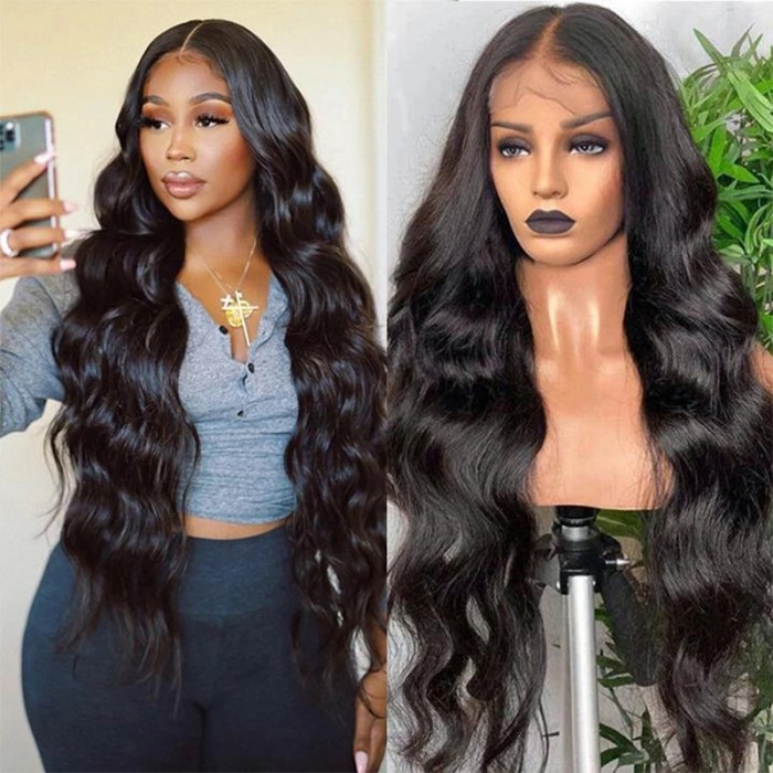 Nadula Long Body Wave Swiss Lace Front Human Hair Wigs With Baby Hair 150% Density Wigs 