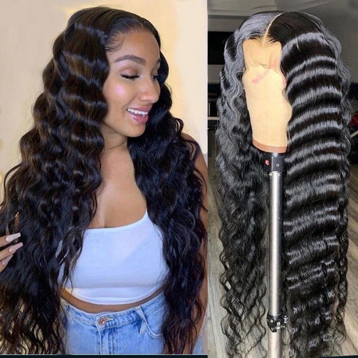 Nadula Sample Big Offer Loose Deep Wave Lace Front Wigs Natural Black Human Hair Wigs 150% Density