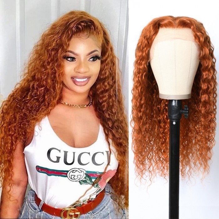 Nadula Whatsapp Flash Deal Middle Part Water Wave Human Hair Wigs Ginger Copper Red Color Wet And Wavy Wigs