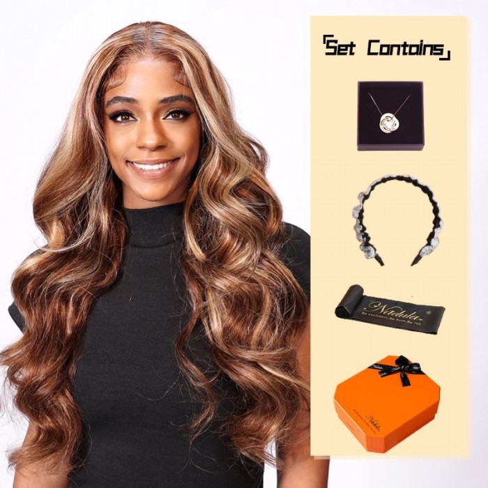 Nadula Piano Honey Blonde Body Wave Lace Front Wigs Set