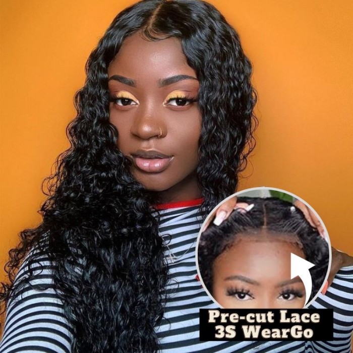 Nadula Pre-cut Lace Closure Wigs Water Wave Wear and Go Wig For Beginners