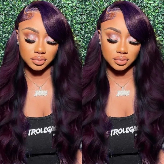 Nadula Flash Sale Maroon Purple Color Ombre Loose Wave Wig 150% Density 