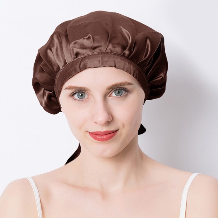 Nadula Satin Pink Night Cap Sleeping Hat Silk Night Cap For Hair For Women 