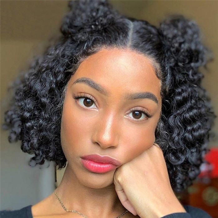 Nadula Short Bob Wig 180% Density Lace Frontal Wig Jerry Curly 100% Human Hair