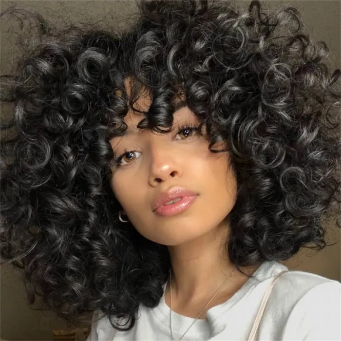 Nadula Short Bouncy Fluffy Curly Wig For Women Brazilian Human Hair Wigs With Bangs