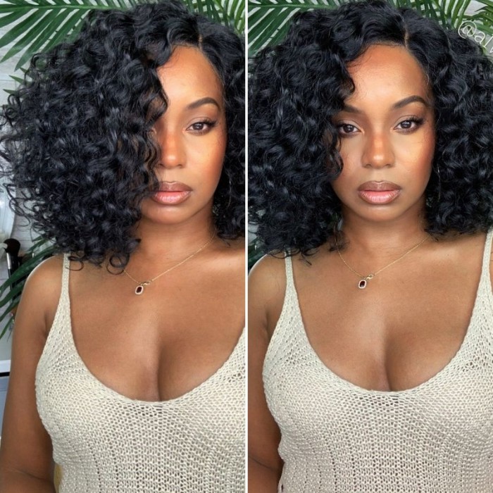 Nadula Short Water Wave Bob Wigs Pre Plucked 4x4 Lace Closure Wigs Human Hair For Women