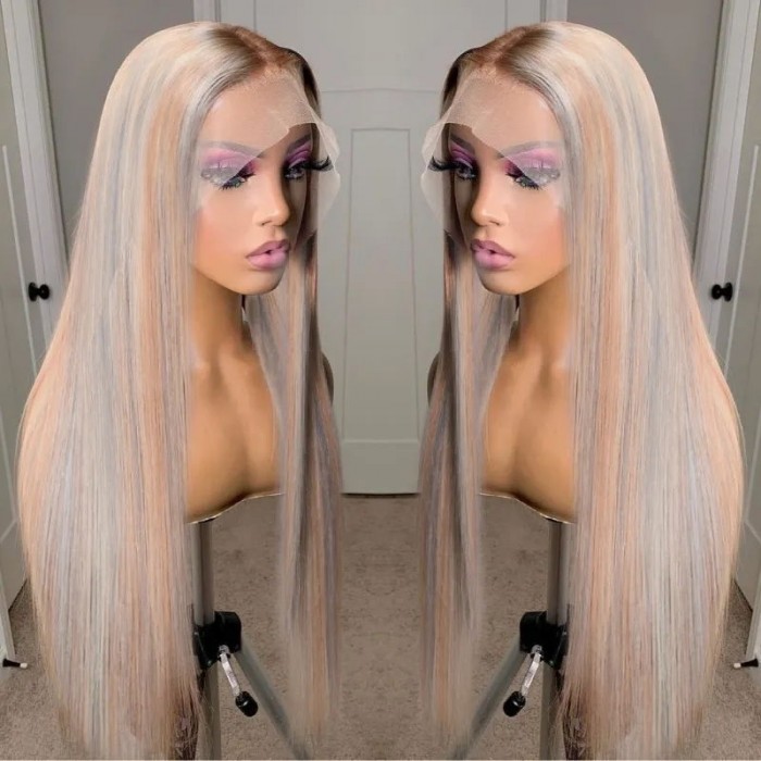 Nadula Flash Sale Ash Blonde Highlights Color Straight 13X4 Lace Front Wig