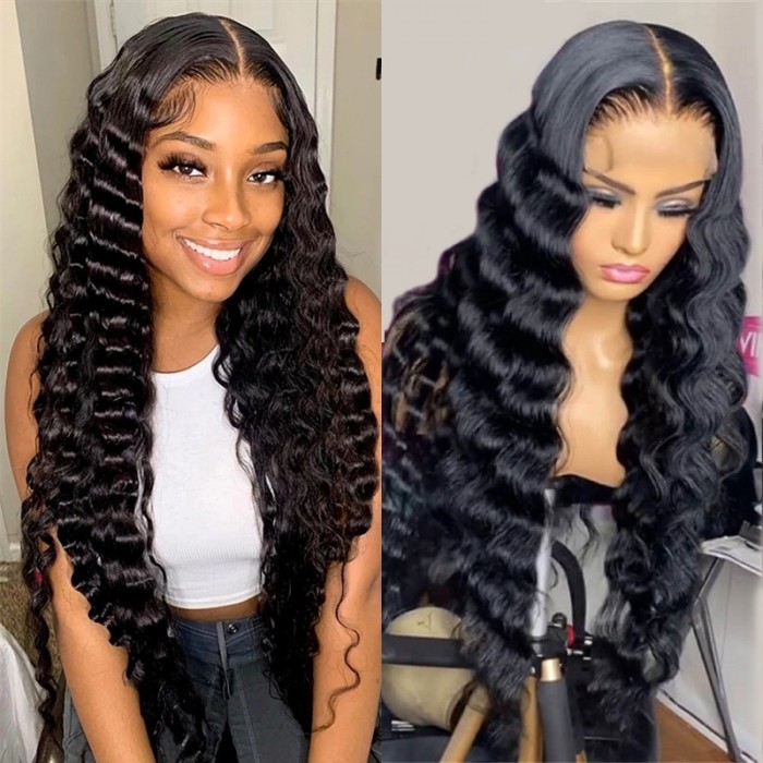 Nadula Lucky Draw T Part Loose Deep Wave Wigs 150% Density Glueless Loose Deep Wave Human Hair Wigs For Women