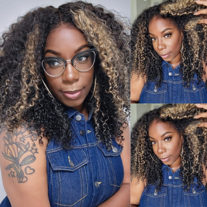 Nadula Balayage Black and blonde Highlights Lace Front 4c Curly Wig