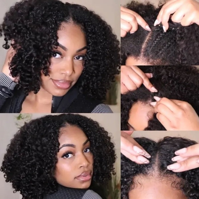 Nadula Glueless Beginner Friendly V Part Wig Afro Curly 4C Upgrade U Part Wig