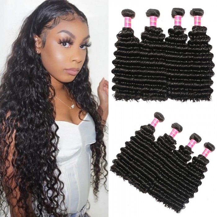 Nadula Virgin Deep Wave 4 Bundles 7A Malaysian Virgin Hair Quality Human Hair Weave